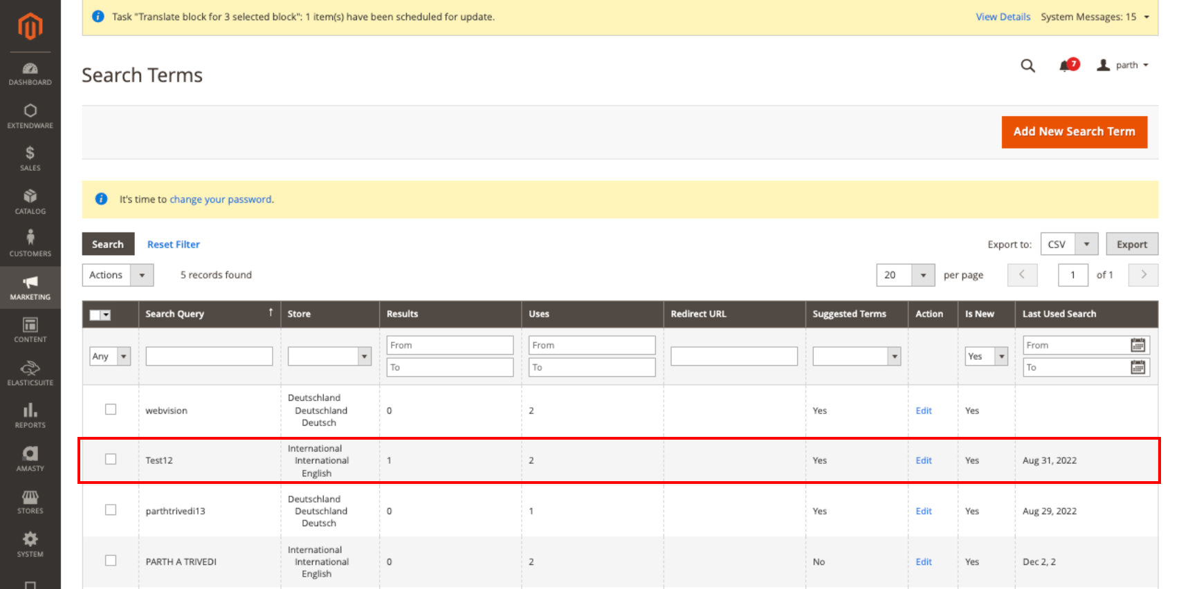 Search Insights and Improvements Extension Check Search Term