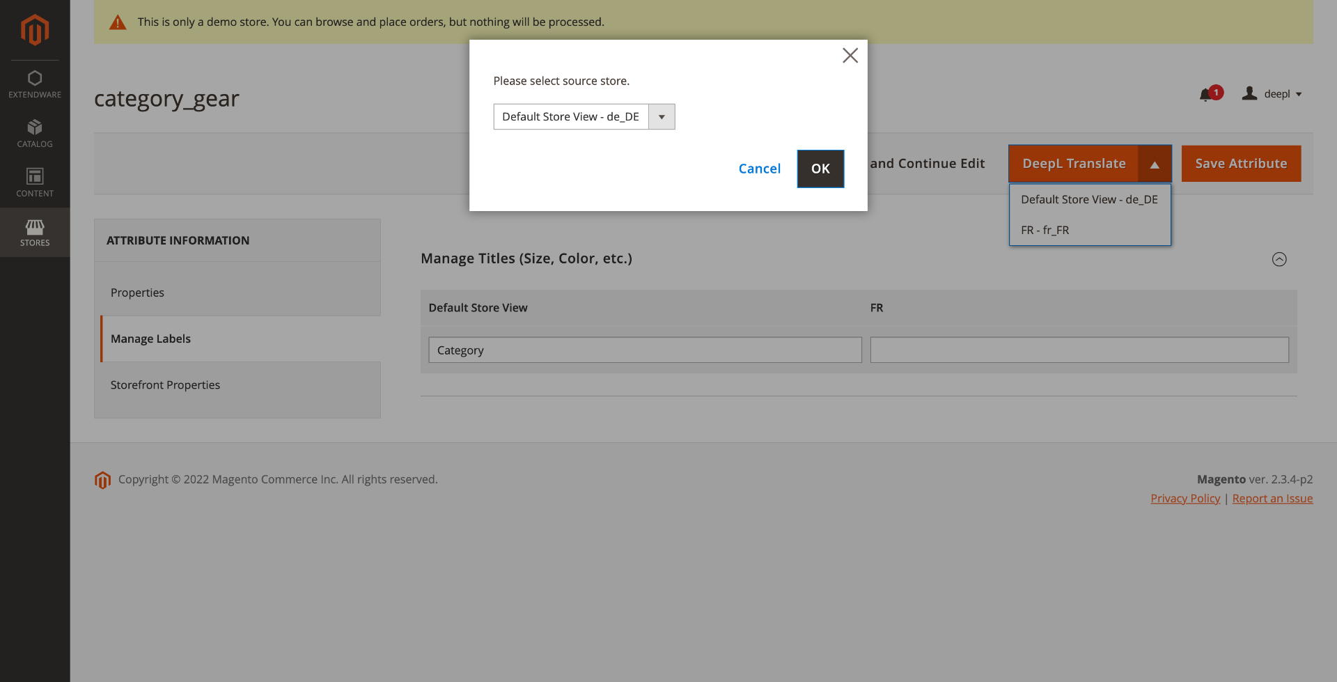 Translate product attributes labels.