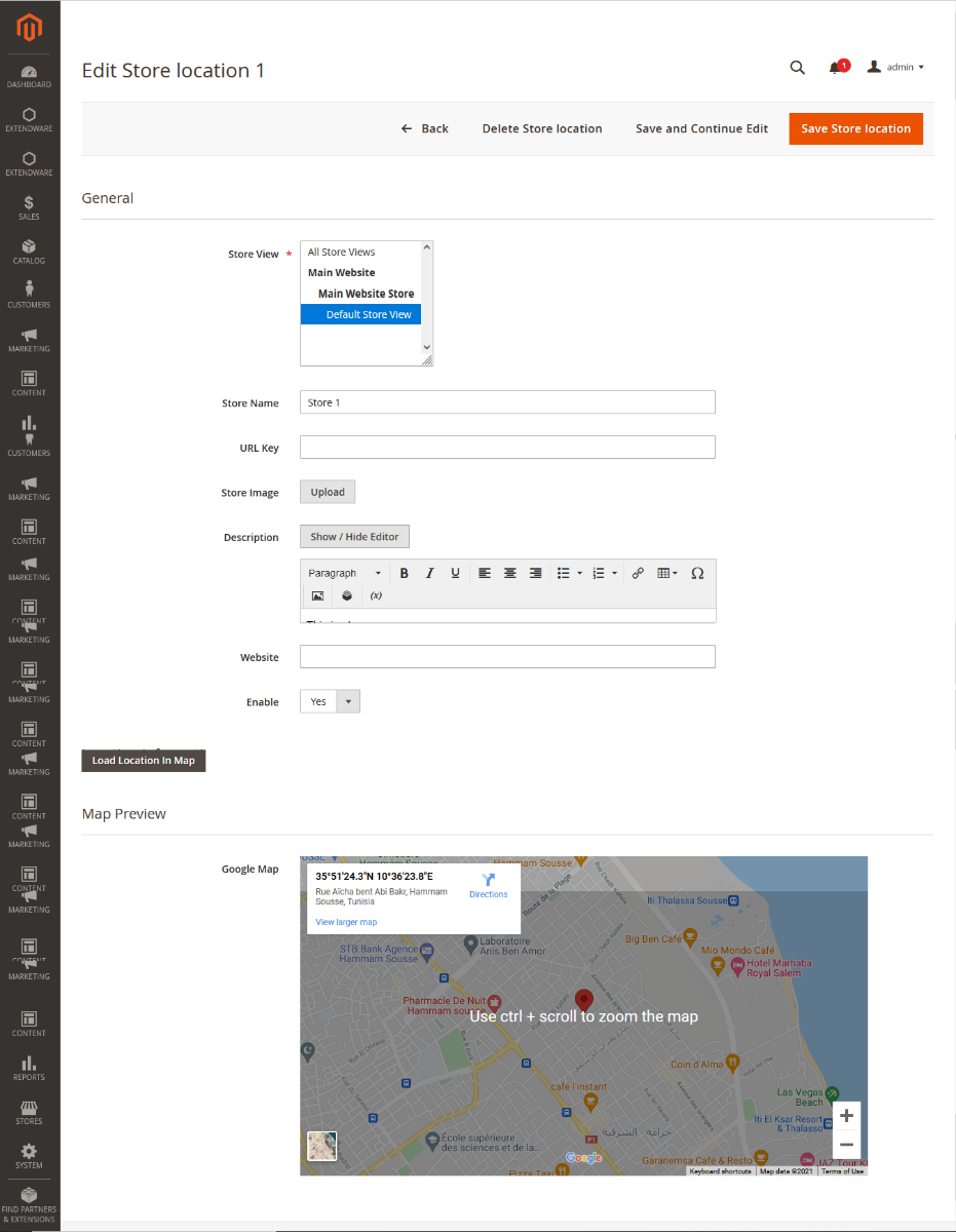 Add or Edit Store Location Form