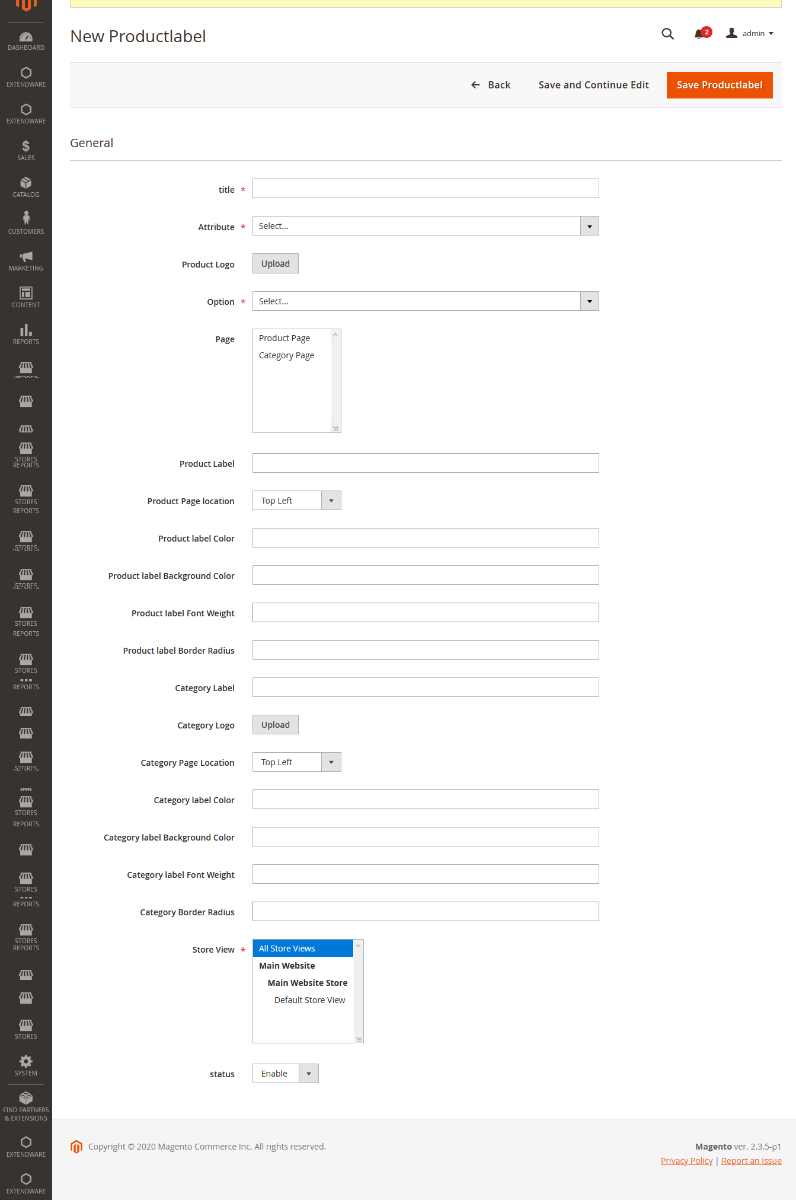 Product labels for Magento 2