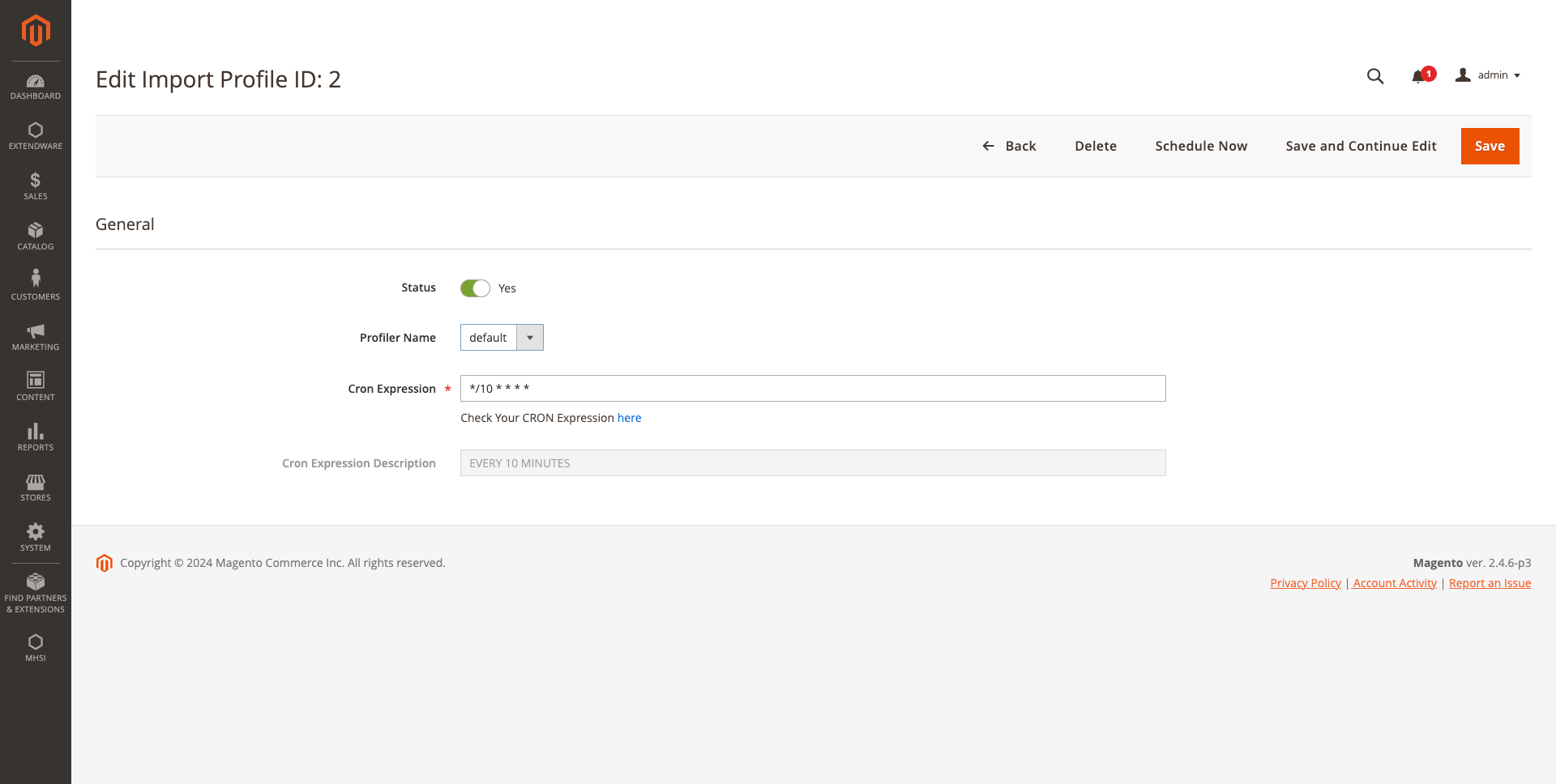 EDIT IMPORT PROFILE FROM