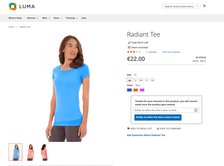 Back-In-Stock Notification Extension Frontend Demo Page