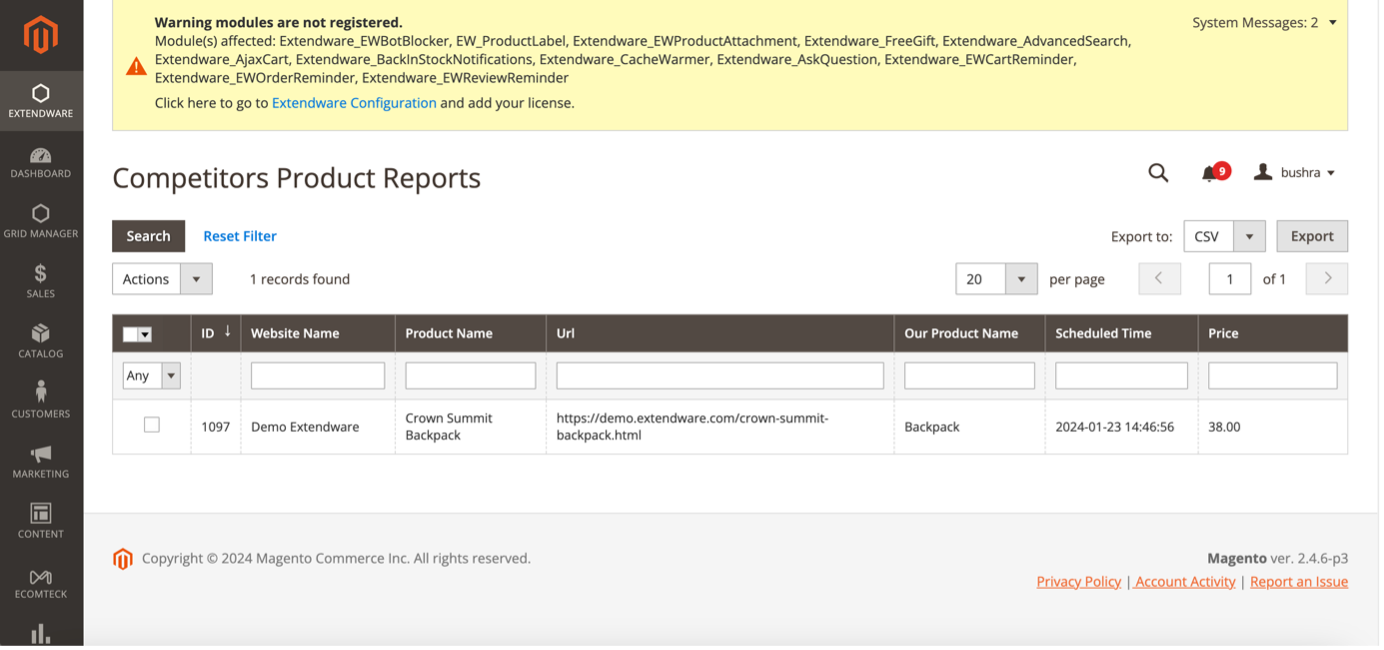 Competitor Product and Price Monitoring for Magento 2
