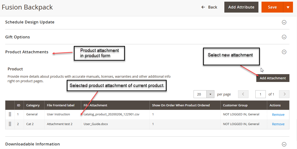 Product Attachments for Magento 2